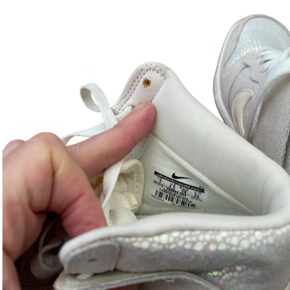 EUC - Nike Dunk Sky Hi Hidden Wedge Sneakers in Metallic Luster - Picture 8 of 9